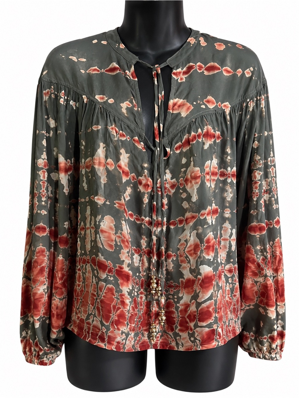 Young Fabulous & Broke  Tie Die red & grey blouse small - Picture 2 of 11